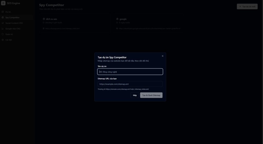 Bước 1 — Nhập website đối thủ
